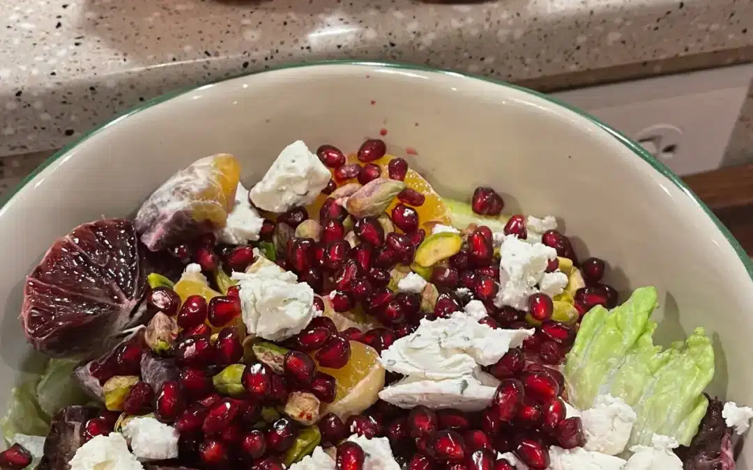 Pomegranate Orange salad with garlic honey mint